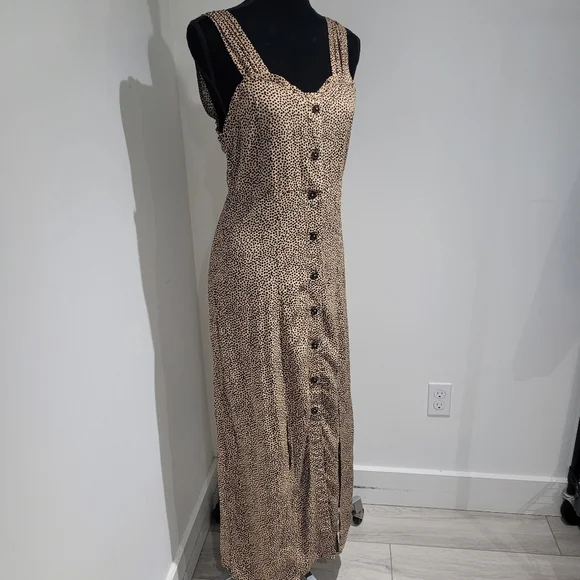 Dex Women's Sweetheart Neckline Leopard Buttoned Maxi Dress Small Brown Black - Picture 2 of 11